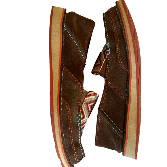 Ariat Cruiser Brown Suede Slip-On Loafers with Multicolor Pattern Sz 6.5 - Picture 4 of 7
